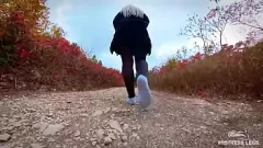play Lonely Forest Foot Fetish: Solo Female Outdoor Tease in Socks and Pantyhose